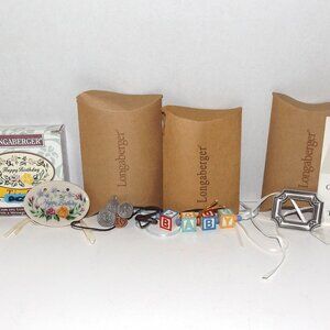 4 Boxed Longaberger Basket Tie Ons New Other